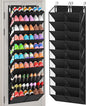 UVIAHOMI 20-30 Pairs Over the Door Shoe Organizer, Clear Pockets Hanging Shoe Storage for Closet, 10-Tier Door Shoes Rack, Handing Shoes Holder Fit All the Family's Sneakers, Boots, Heels, Black