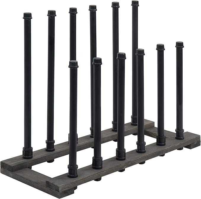 MyGift Rustic Wood Entryway Boot Rack Organizer Tall Boots Inverter Holder - Holds up to 6 Pairs (Vintage Gray Wood & Black Metal Material Wood, Metal)