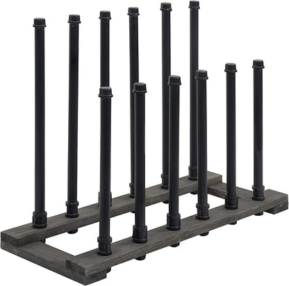 MyGift Rustic Wood Entryway Boot Rack Organizer Tall Boots Inverter Holder - Holds up to 6 Pairs (Vintage Gray Wood & Black Metal Material Wood, Metal)