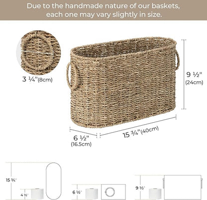 StorageWorks Toilet Paper Storage, Toilet Paper Storage Holder for 6 Regular Rolls, Wicker Basket for Bathroom, Natural Seagrass