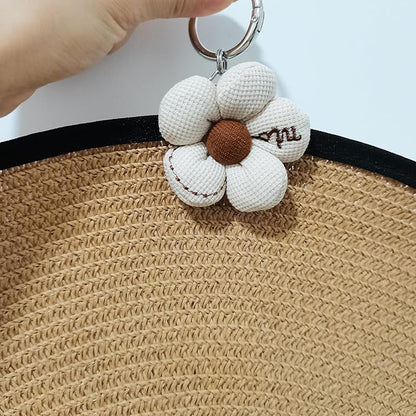 Hat Clip for Travel on Bag, Cotton Flower Sun Hat Storage Holder for Hanging White