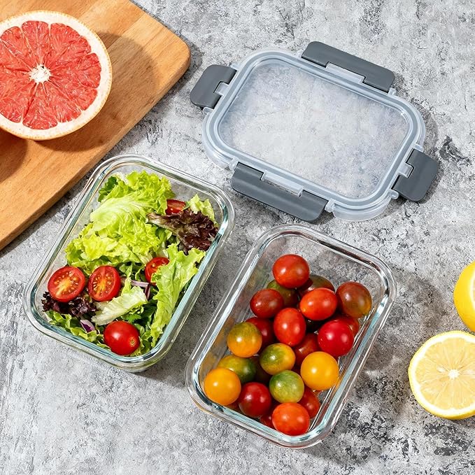 M MCIRCO [15-Pack,13 oz 1.5 Cup Glass Meal Prep Containers, Small Glass Food Storage Containers with Lids,Airtight Lunch Containers, Microwave, Oven, Freezer and Dishwasher Friendly, BPA-free