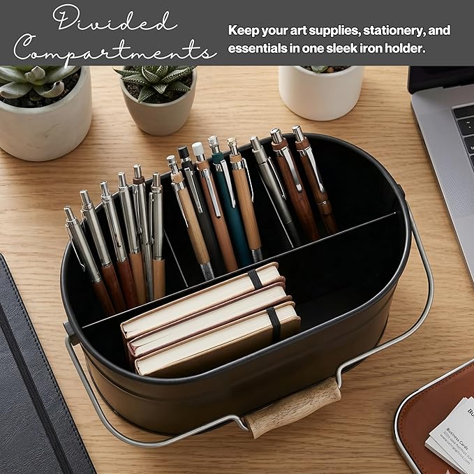 Alpha Living Home Galvanized Organizer Kitchen Drawer Organizezs Utensil Organizer Heavy Duty Metal Alloy Silverware Holder Cutlery Organizers in Drawer Flatware Organizer Tray 4 slots (Black)