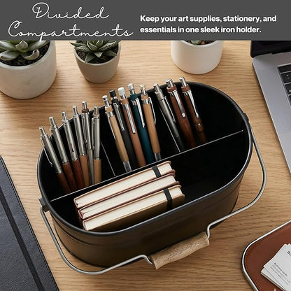 Alpha Living Home Galvanized Organizer Kitchen Drawer Organizezs Utensil Organizer Heavy Duty Metal Alloy Silverware Holder Cutlery Organizers in Drawer Flatware Organizer Tray 4 slots (Black)