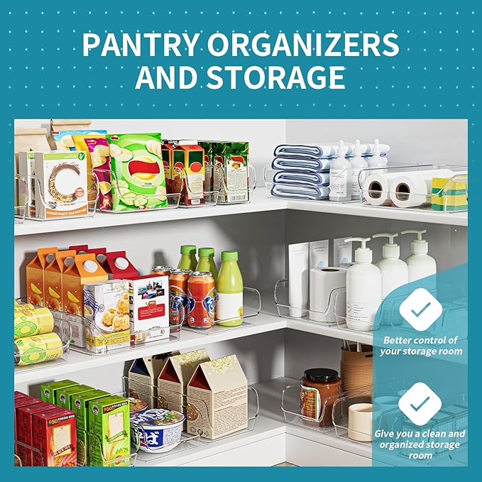 Clear Organizing Bins for Total Home Organization - Multi-Purpose Storage Solution for Pantry, Closet, Bathroom, and Kitchen (8 pack clear)