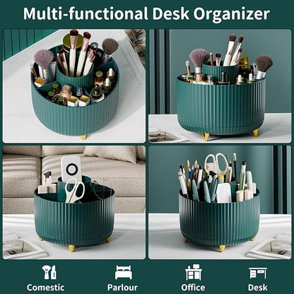 fanado 360° Rotate Makeup Brush Holder Organizer, Makeup Organizers Countertop, Makeup organization and Skincare Storage for Vanity, Desktop, Bathroom (Green)