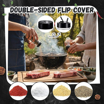 10 Pcs Camping Portable Spice Set Kit with 4 Spice Containers, 4 Sauce Bottles, 1 Pepper Grinder, and 1 Storage Bag for Outdoor Travel, Camping, BBQ, and Picnics