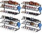 4 Pack Wall Mounted Shoe Rack, 3 Tier Hanging Shoe Rack Holds 48 Pairs, 17"-30"Adjustable Heavy Duty Metal Shoe Organizer Holder with 8 Storage Hooks, Space Saving for Closet Entryway Doorway（Black)