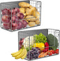 Ofiray-home Magnetic Fridge Shelf, Fruit Potato & Onion Storage Bins, Pantry Organizers, Large Container Basket for Refrigerator, Kitchen Counter, Cabinet (2, Silver)