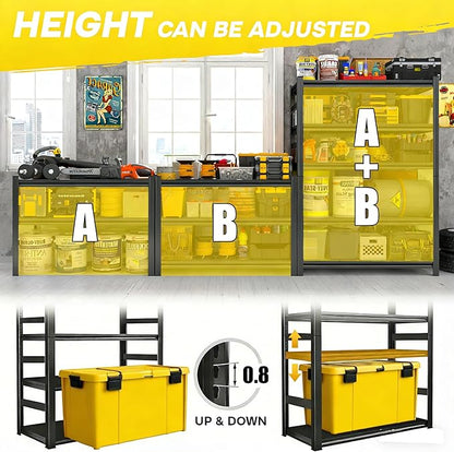 78" H Garage Shelving 2400LBS Capacity Heavy Duty Storage Shelves, Adjustable 5 Tier Metal Industrial Shelf for Kitchen, Utility Room, Warehouse and Basement,18" Dx36 Wx78 H, Black