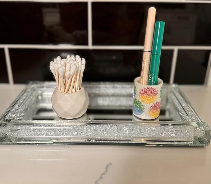 Qtip Holder - Boho Mandelas Design - Q Tip Holder for Bathroom, Floss Pick Holder, Cotton Swab Holder, Bathroom Sink Decor, Flosser Holder, Bathroom Vanity Decor, Cute Bathroom Decor