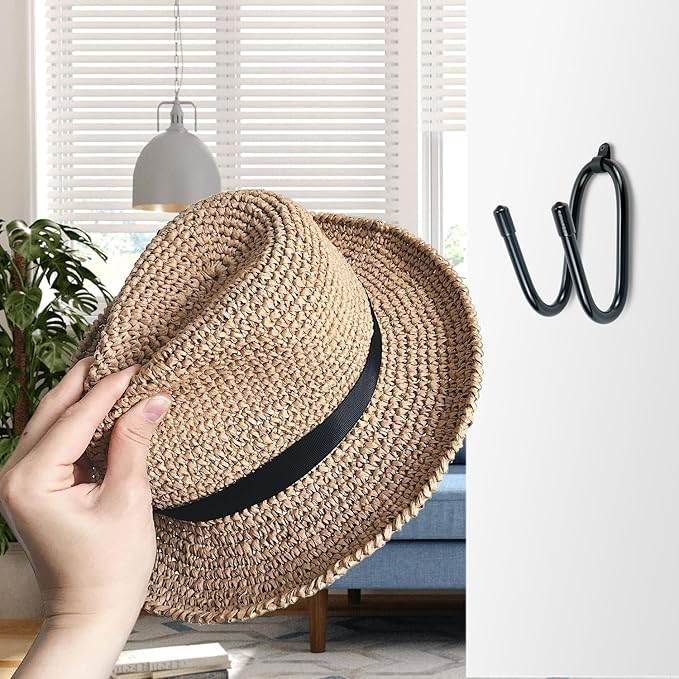 Kesywale 2 Pack Cowboy Hat Rack Holder for Wall, Adjustable Cowboy Hats Wall Mount Baseball Cap Organizer Western Hat Hanger (2)