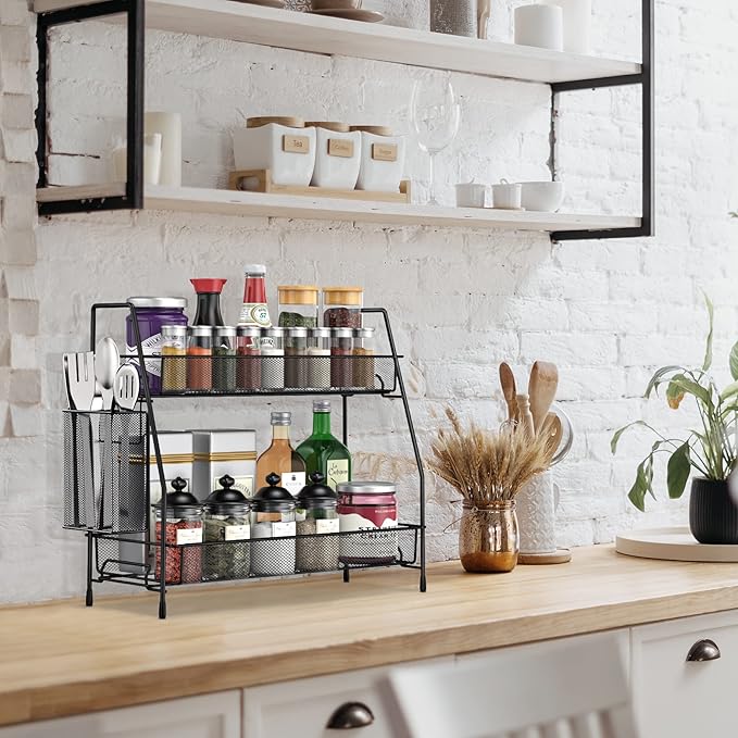SPISPI Bathroom Organizer Countertop, Spice Rack Organizer for Cabinet,Bathroom Counter Organizer, Kitchen Countertop Organizer (Pack of 2)