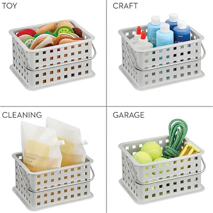 iDesign Shower Caddy Basket with Handle for Bathroom or College Dorm, Light Gray, Made in USA