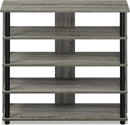 Furinno Turn-N-Tube 5 Tier Wide Shoe Rack, French Oak Grey/Black , 32 Inch
