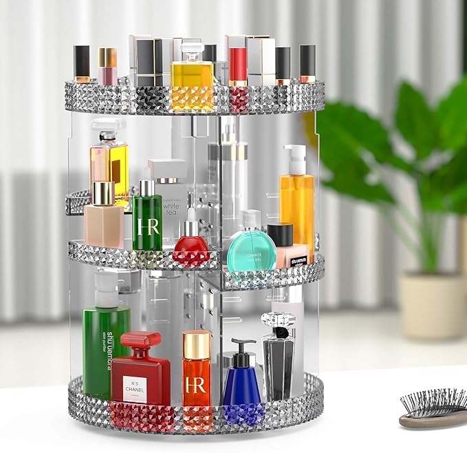 Awenia Makeup Organizer 360-Degree Rotating Plus Size, Adjustable Makeup Storage, 7 Layers Large Capacity Cosmetic Storage Unit,Fits Different Types of Cosmetics and Accessories with Makeup Bag