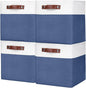 Bagnizer Collapsible Fabric Storage Cubes 11x11 Cube Storage Bins, 4 Pack Closet Baskets Box with Handles for Organizing, Shelf, Toys, Clothes, Home, Office, Nursery (Navyblue&White)