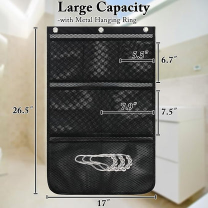 Fammart Mesh Shower Caddy Hanging, Quick-Drying Shower Organizer with 7 Pockets, Portable Bathroom Organizers and Storage for Shampoo, Soap, Loofah, Travel, and Cruise Essentials