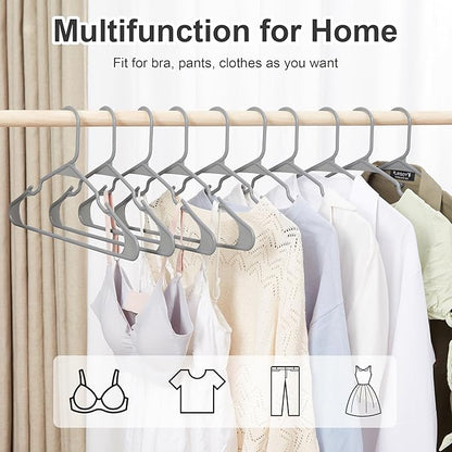 VECELO 25 Pack Plastic Hangers, Space-Saving Clothes Hangers with Shoulder Notches for Straps, Durable Non-Slip Hangers for Closet, Ideal for Shirts, Dresses, Coats, Pants,Suits
