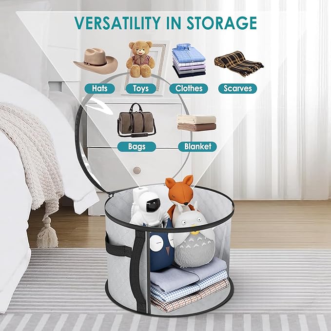 Large Capacity Hat Storage Bag for Women, Holds up to 7 Caps Cowboy Hat Organizer for Closet, Hat Storage Organizer for Travel (Grey)