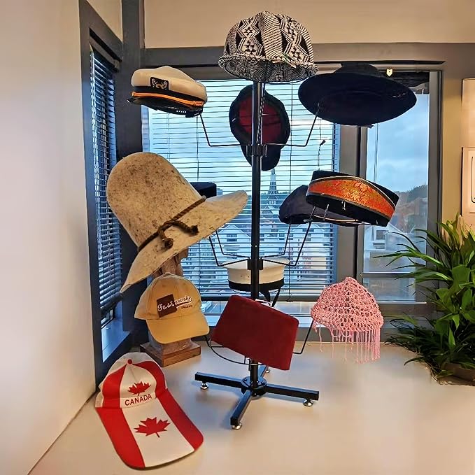 FixtureDisplays® Countertop Hat Rack Headwear Wig Cap Display Tabletop Stand 24x24x37" 3-Tier 12 Hats 10125-NF