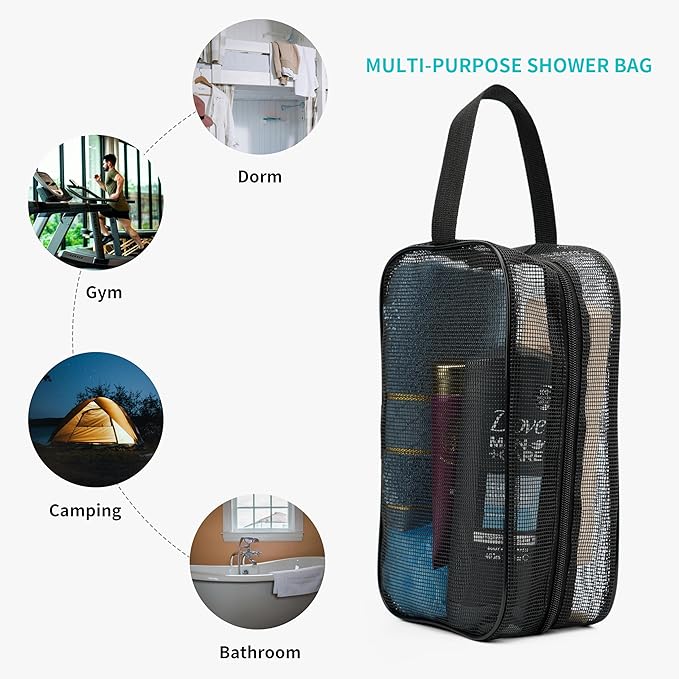 REDSINDA Mesh Shower Caddy Bag for Bathroom Gym Camping Portable Travel Mesh Toiletry Bag for Women Men
