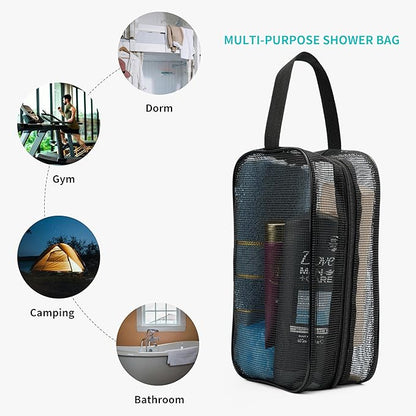 REDSINDA Mesh Shower Caddy Bag for Bathroom Gym Camping Portable Travel Mesh Toiletry Bag for Women Men