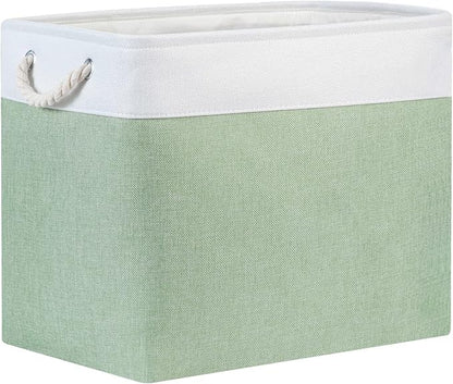 Bidtakay Large Storage Baskets for Nursery Toy Organizer Collapsible Organizing Baskets 17x12x15 In Green Canvas Bins for Organizing Set of 2 Clothes Decorative Baskets for Home Office Room Decor