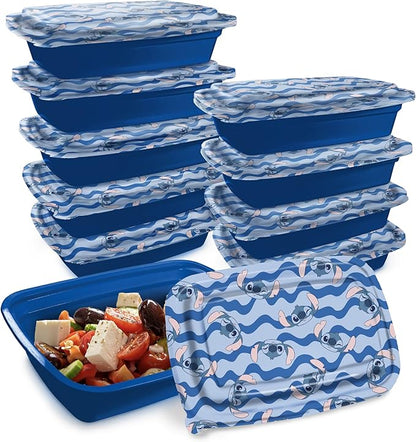 Best Brands Disney Meal Prep Containers - 20-Piece Reusable Food Containers with Lids - Freezer, Microwave & Dishwasher Safe - Featuring Mickey & Minnie, Lilo & Stitch - 33.8 Oz To Go Food Containers