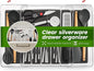 Masirs Expandable Utensil Drawer Organizer - BPA-Free Plastic Clear Silverware Tray with Multiple Compartments - Non-Slip Cutlery Storage for Kitchen, Bathroom, or Office Drawers (Black)