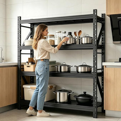 Heavy Duty Garage Shelving,73" H 3000LBS Load Capacity Metal Garage Storage Shelves Adjustable Industrial Shelving Unit for Garage,Warsehouse,Workshop
