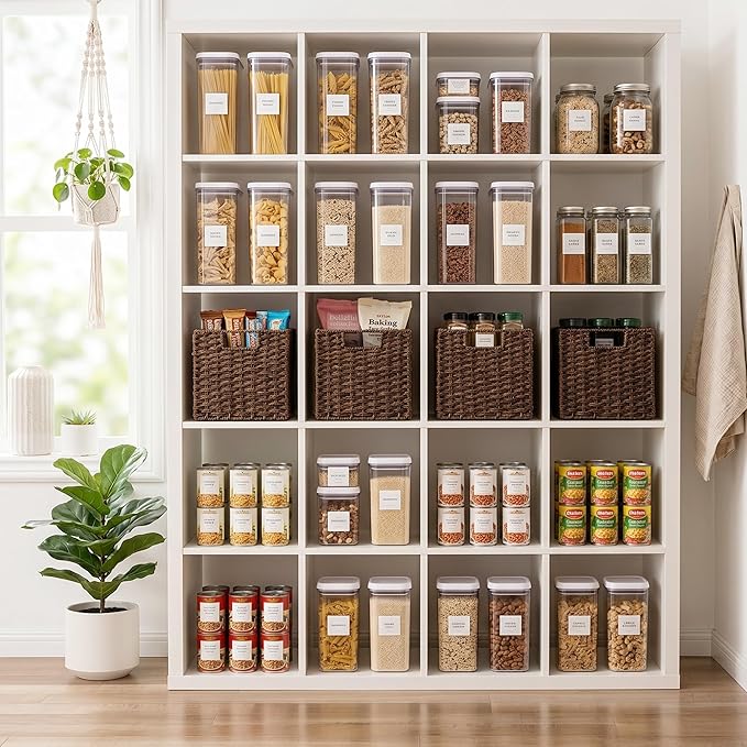 StorageWorks 9 inch Wicker Storage Cubes, Handwoven Wicker Baskets for Storage, Square Cube Organizer Bins, Foldable Paper Rope Basket for Organizing, Brown, 2 Pack