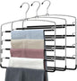 Pants Hangers 3 Pieces,5 Tier Closet Organizers and Storage Clothes Hanger,Hangers Space Saving with Swing Arm,Multiple Metal Hanger Clothes Organization for Pants Trousers Jeans Leggings Slacks