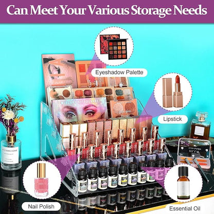 JessLab Nail Polish Organizer, 7-Tier Clear Acrylic Sunglass and Essential Oil Holder, Makeup Organizer for Bathroom Vanity Countertop