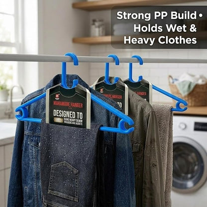 Polypropylene Clothes Hanger Pack of 12 | Heavy Duty, Slim Space Saving Hangers for Wardrobe & Closet Organization | Durable Plastic Hangers for Dresses, Shirts & Coats, Blue