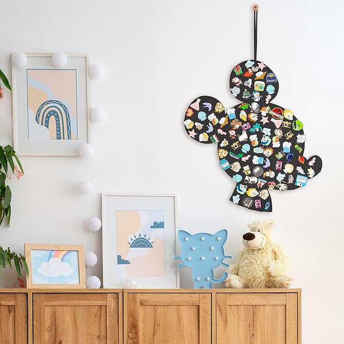 Hanging Brooch Pins Organizer Enamel Pin Display Cute Cartoon Shape Brooch Pin Display Storage Holder for Brooch Pin(Without Accessories ) (black-mouse-hole)