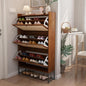 AVZEAR Narrow Shoe Storage Cabinet with 3 Flip Drawers, Freestanding Wooden Closed Shoe Rack, Slim Cabinet Storage for Entryway, Hallway, Living Room (Walnut)