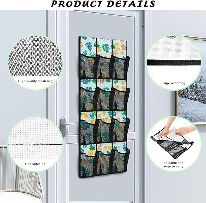 Pineapple Over The Door Shoes Organizers,Behind Door Shoes Hang Holder Rack,Storage for Small Spaces,Hanging Storage Bags