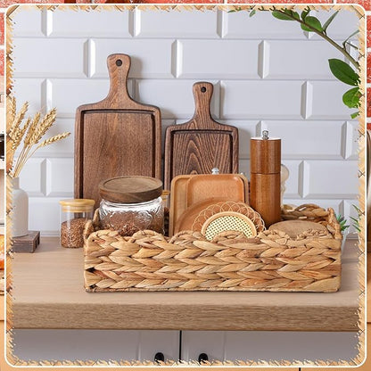 Umigy 3 Pcs Wicker Baskets Water Hyacinth Toilet Paper Basket Woven Rectangle Toilet Tank Basket Hyacinth Paper Storage Holder Organizer Storage Containers for Bathroom Bedroom Kitchen (Creative)