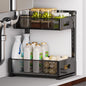 Under Sink Organizer for Bathroom & Kitchen, Under Cabinet Storage Shelf, Bathroom Cabinet Organizer Vanity Drawer Pantry Organization, Multi-Purpose Under Sink Slide Out Storage Shelf