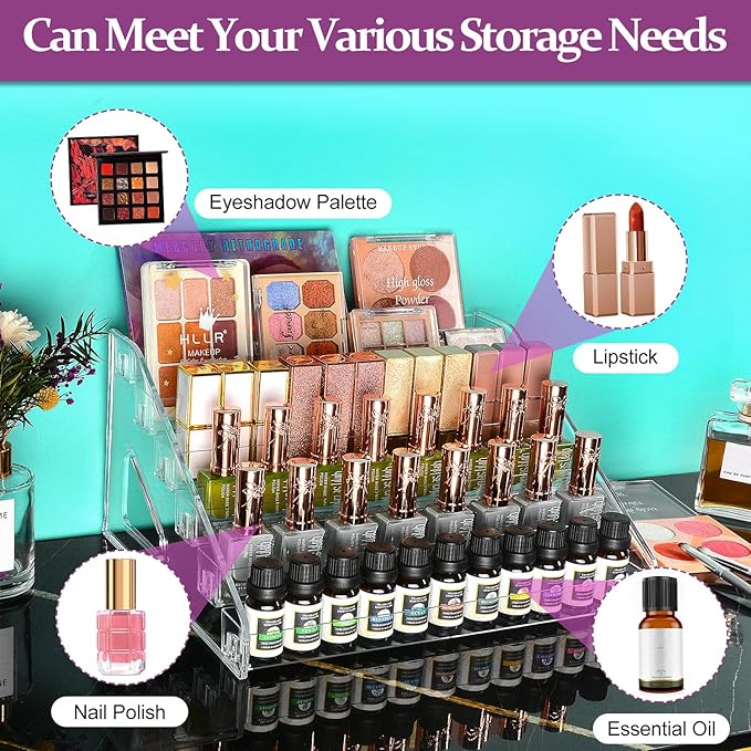 JessLab Nail Polish Organizer, 6-Tier Clear Acrylic Sunglass and Essential Oil Holder, Makeup Organizer for Bathroom Vanity Countertop