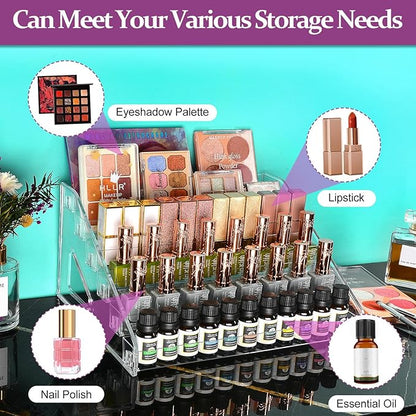 JessLab Nail Polish Organizer, 6-Tier Clear Acrylic Sunglass and Essential Oil Holder, Makeup Organizer for Bathroom Vanity Countertop