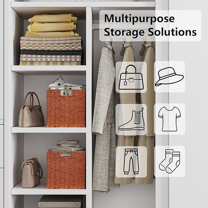 Vagusicc Wicker Storage Basket, Set of 2 Hand-Woven Paper Rope Wicker Basket, Foldable Cube Storage Bins, 9 inch Square Storage Baskets for Organizing Shelves & Decor, Orange (9″×9″×9″)