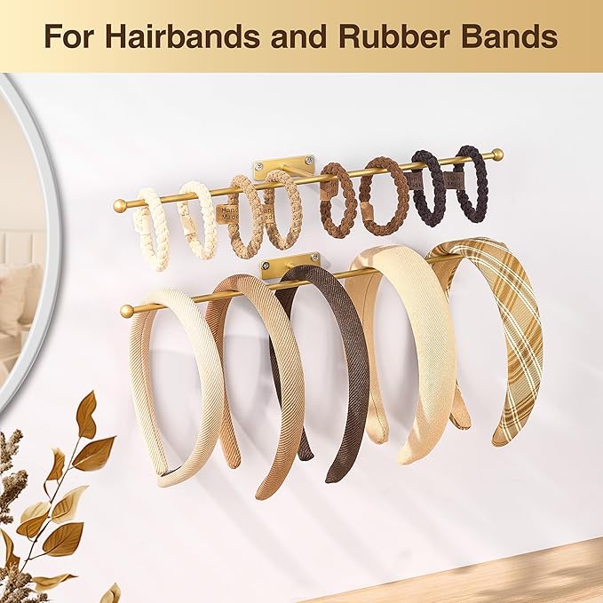 Wall Hanging Jewelry Organizer: 12.6'' Necklace Holder for Earring, Bracelet, Rings, Hairband, Glasses, Gold 4-Pack, Screws Included