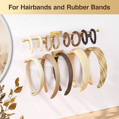 Wall Hanging Jewelry Organizer: 12.6'' Necklace Holder for Earring, Bracelet, Rings, Hairband, Glasses, Gold 4-Pack, Screws Included