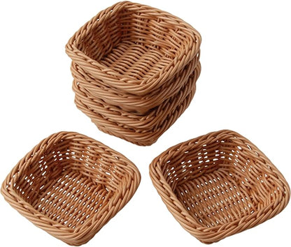 Constructive Playthings Set of Six 5" Square Plastic Woven Baskets for Storage or Sorting