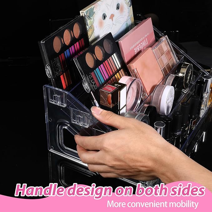 2 Pack Nail Polish Organizer 5 Layers Sunglass Acrylic Display Rack Eyeglasses Storage Essential Oils Holder Makeup Organizer No Tool Needed Assembly, Clear