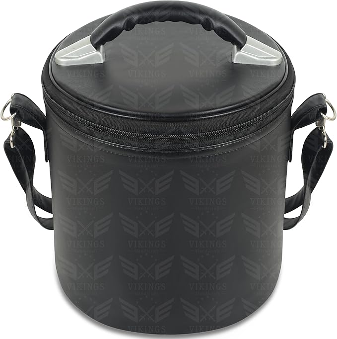 Freemason Black Fez Case – Durable Faux Leather Plain Cap/Hat Carrier with Hanging Shoulder Strap & Soft Velvet Lining for Masonic Regalia