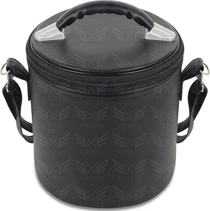 Freemason Black Fez Case – Durable Faux Leather Plain Cap/Hat Carrier with Hanging Shoulder Strap & Soft Velvet Lining for Masonic Regalia