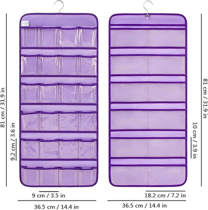 Dual-sided Hanging Baby Shoes Organizer Closet Toddler Shoe Storage Holder for Kids Bow Socks Underwear (PURPLE)